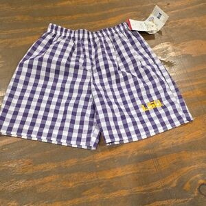 LSU Kids Checkered Shorts - Purple and White